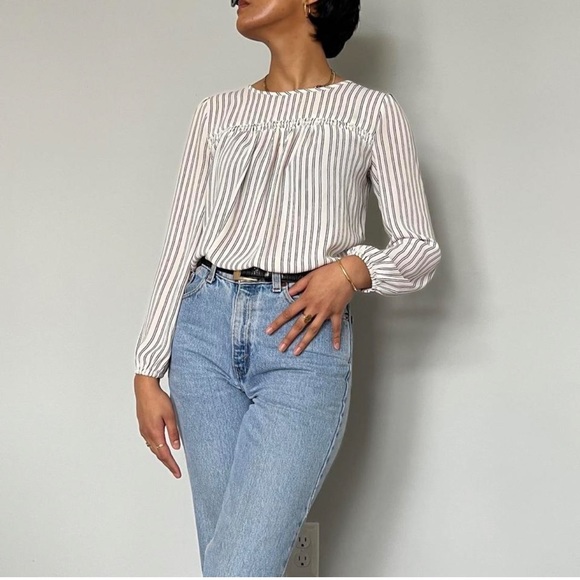 LOFT long sleeve stripe blouse XXS - Picture 4 of 4